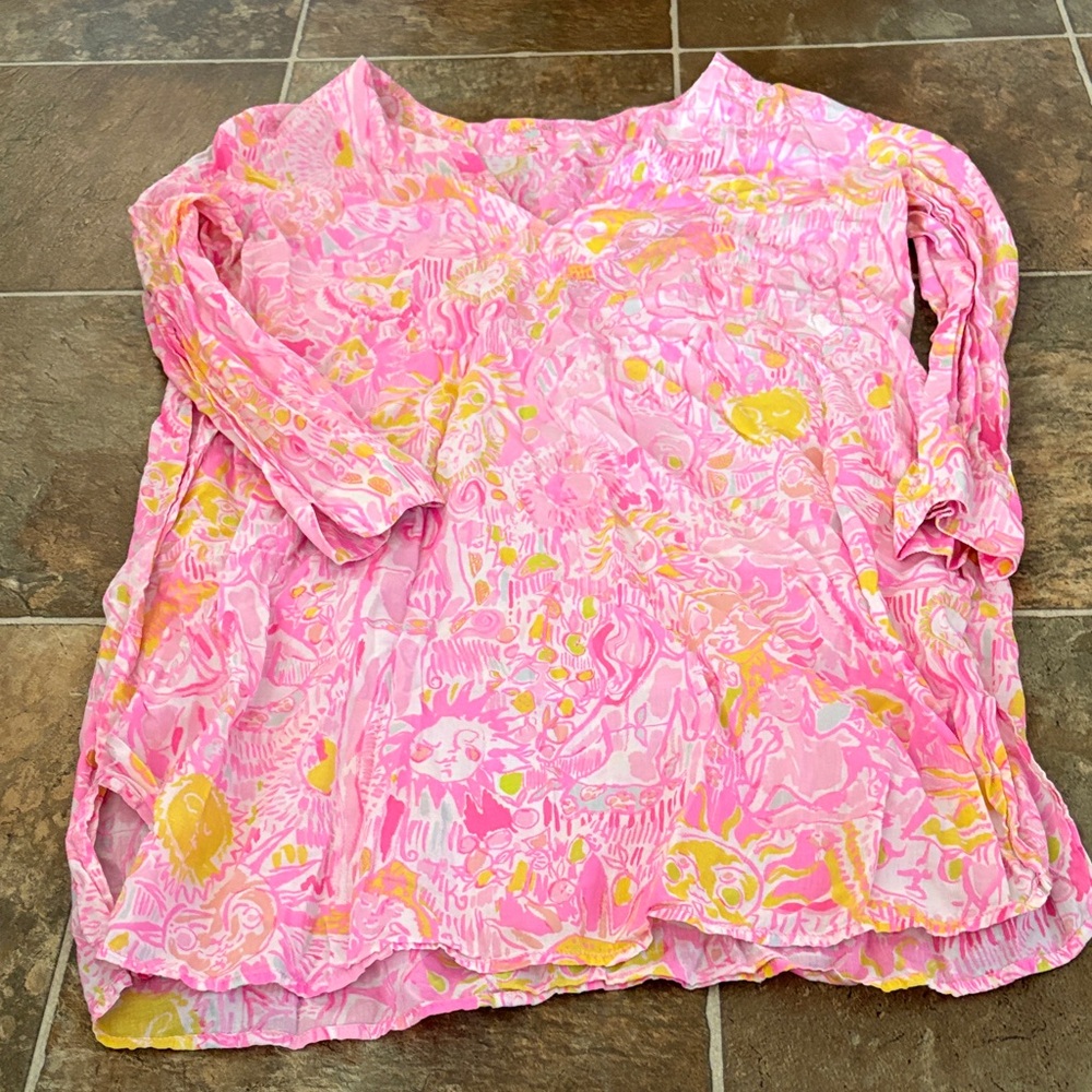 Lilly Pulitzer Pink and Yellow Blouse